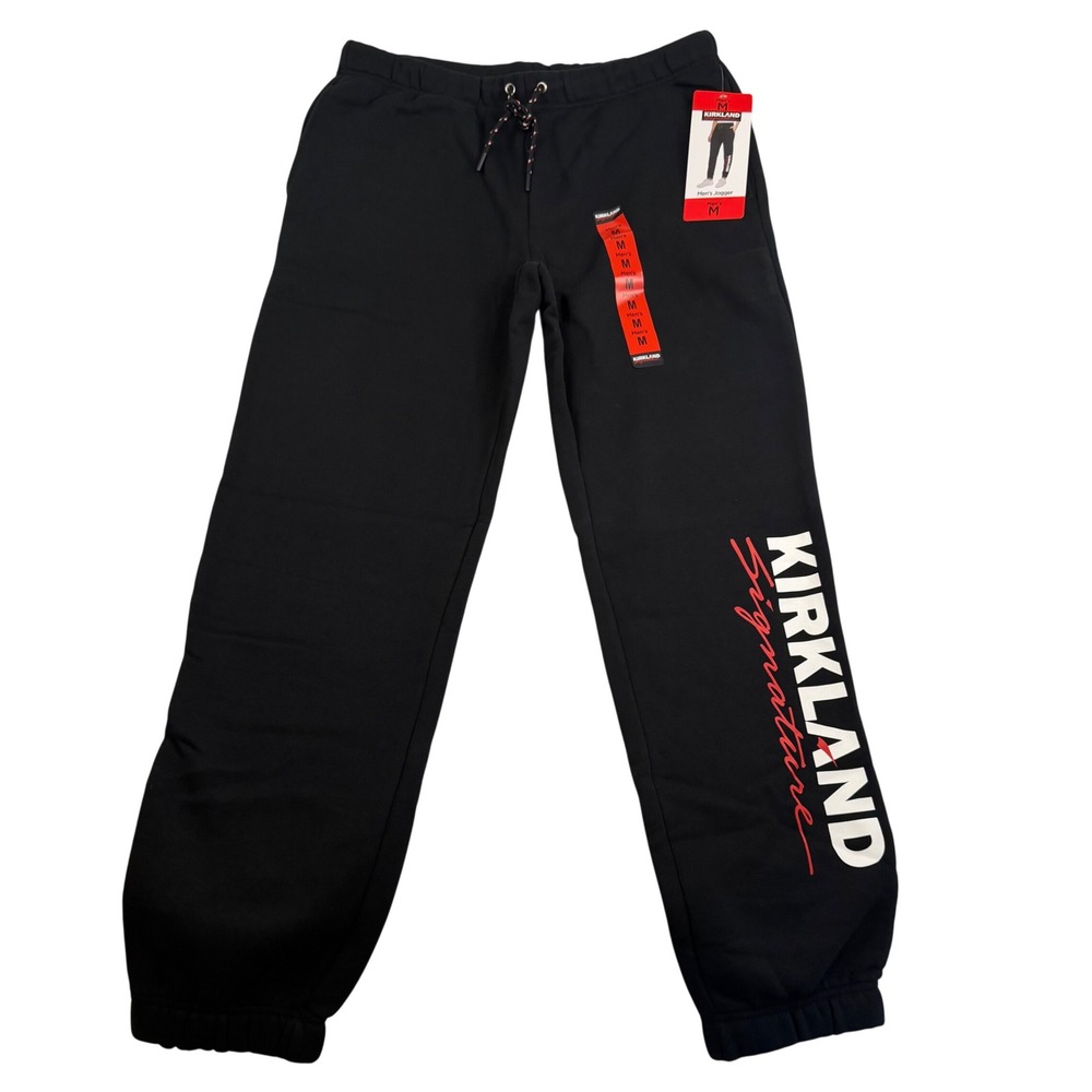 Kirkland Signature Mens Joggers Black Logo Fleece Sweatpants Medium 7772004 NEW